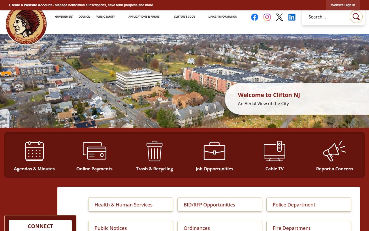 Clifton city government portal for inmate population records