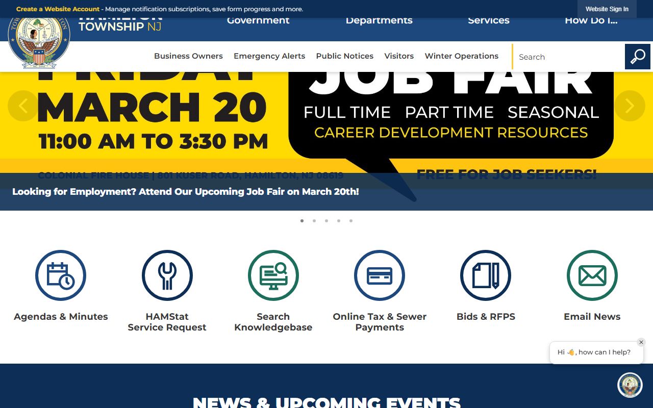 Hamilton Township government and inmate population data access