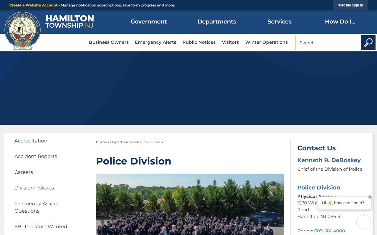 Hamilton Township police and inmate population records