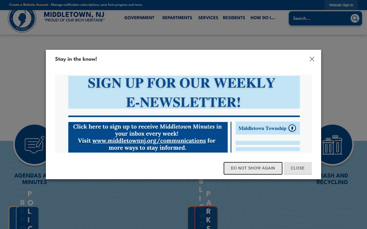 Middletown Township government website for inmate population records