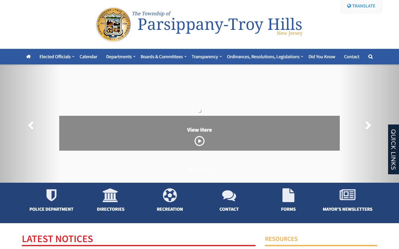 Parsippany-Troy Hills Township government and inmate population records