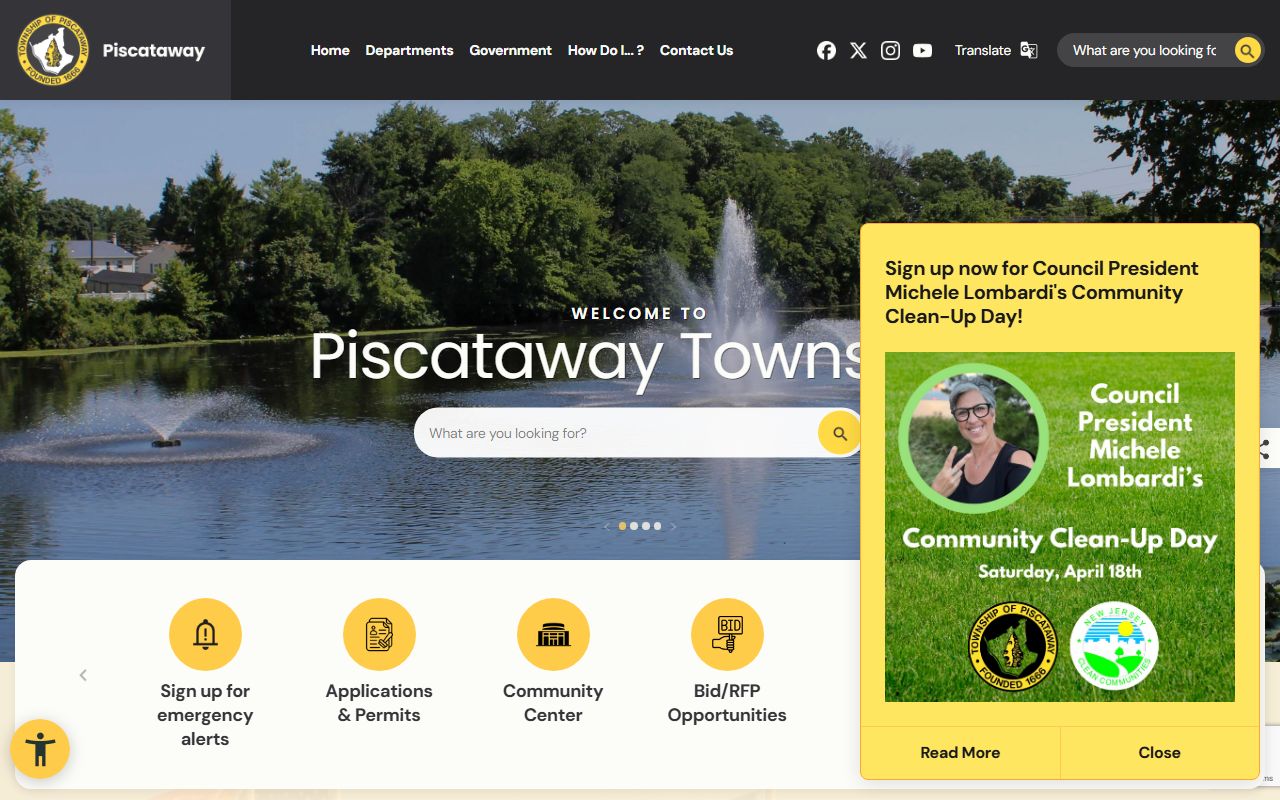 Piscataway Township government resources for inmate population records