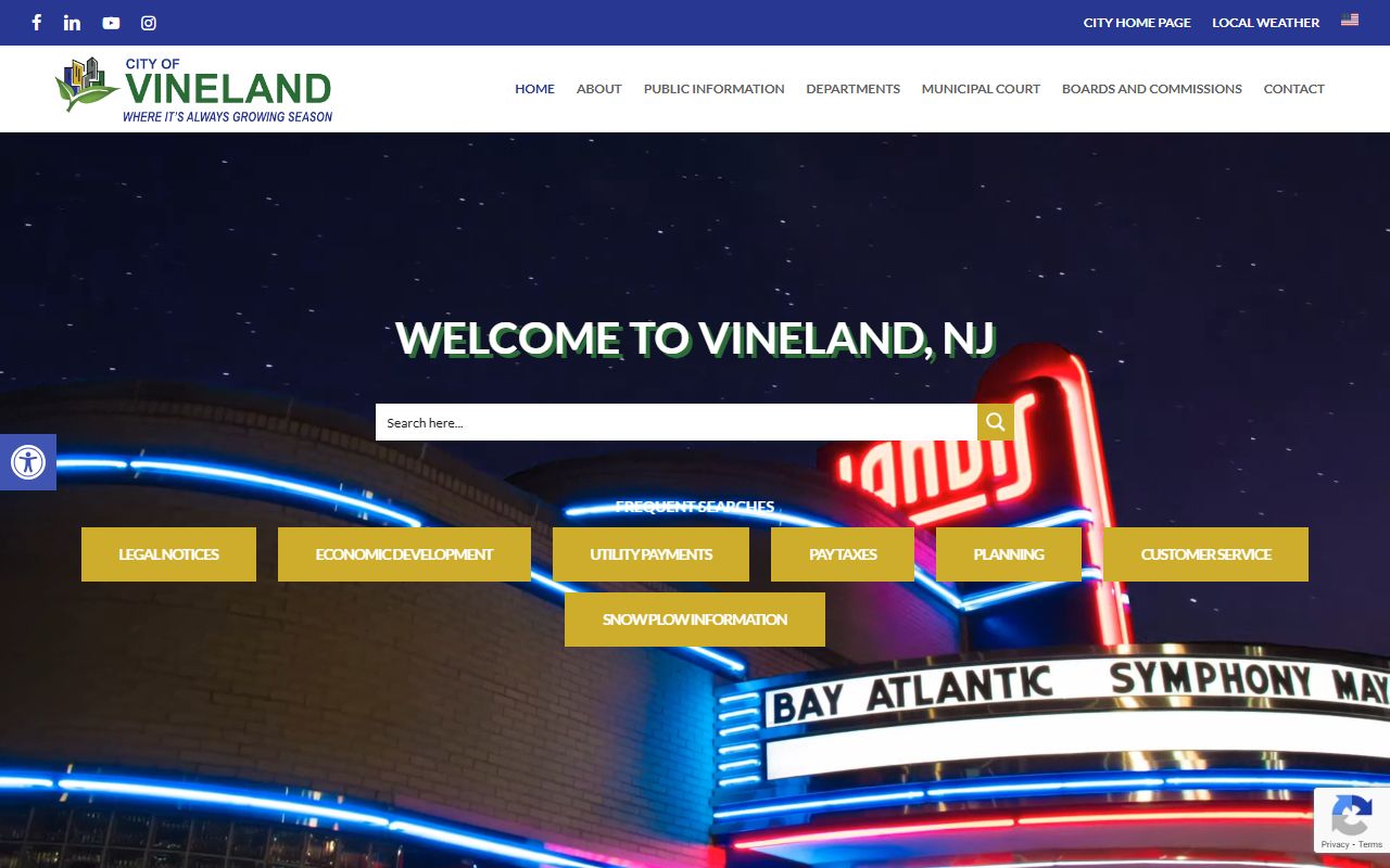 Vineland city government resources related to inmate population records