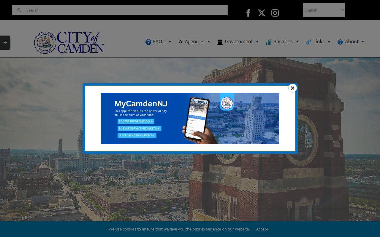 City of Camden OPRA page for inmate population records requests