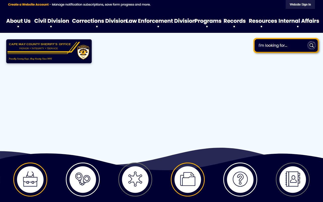Cape May County Sheriff Office page for inmate population records