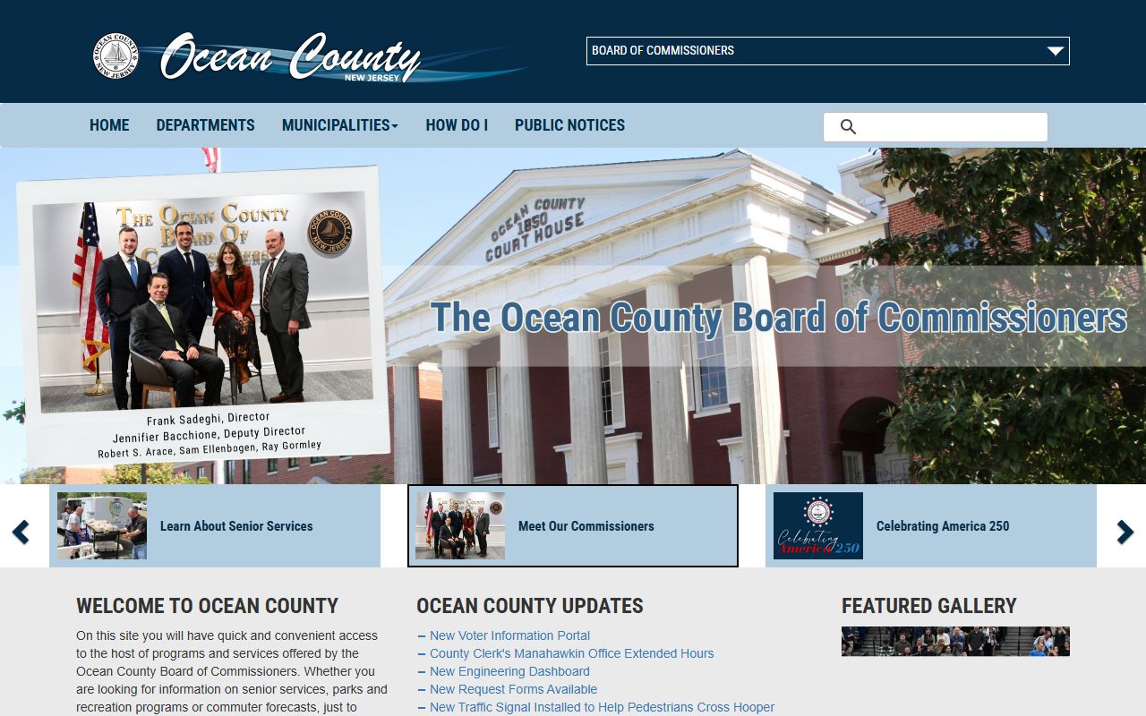 Ocean County government website for inmate population records