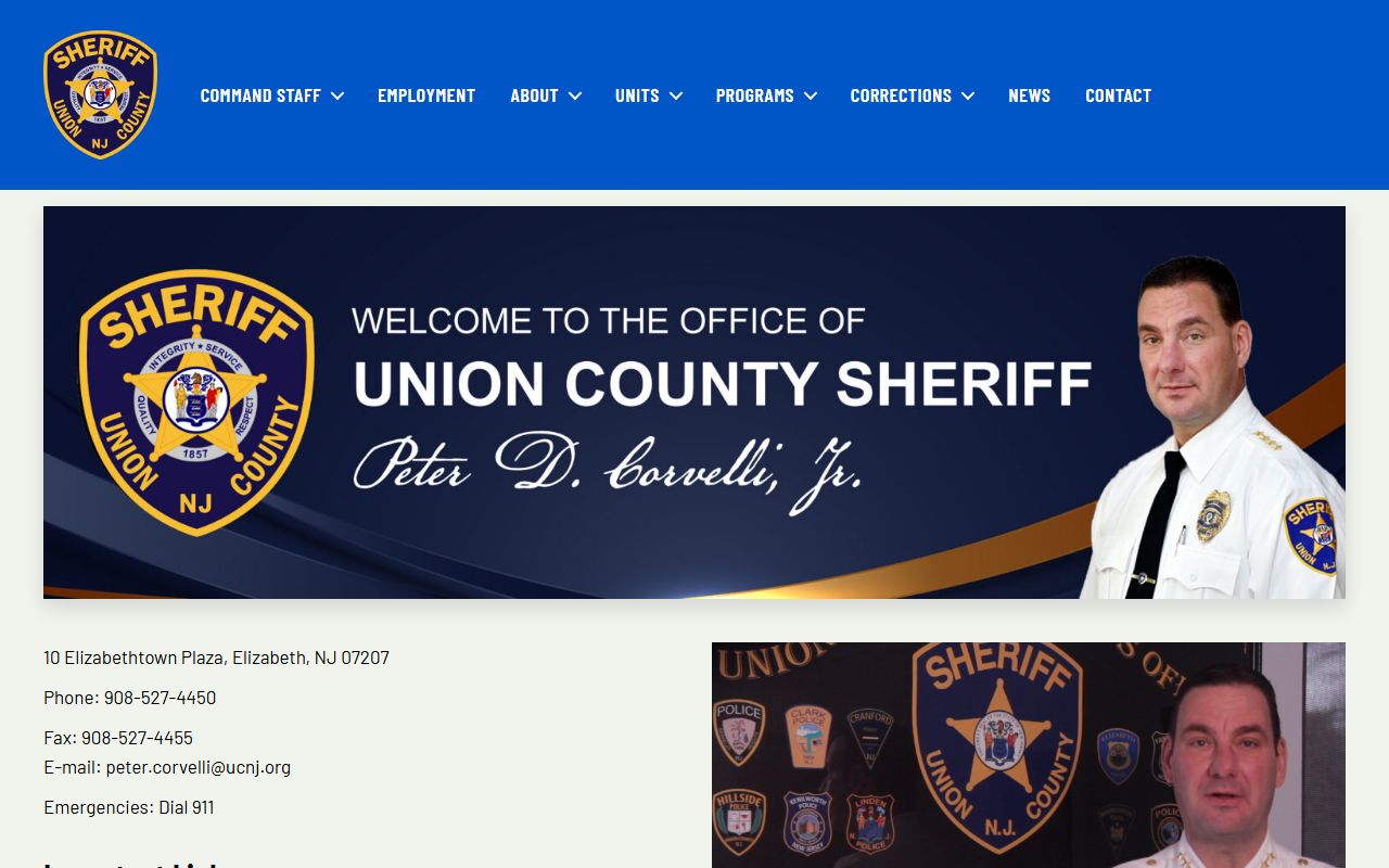 Union County Sheriff Office website for inmate population information