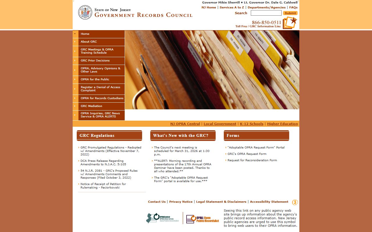 Government Records Council page for New Jersey inmate population records disputes